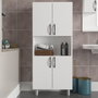 Hanah Home William - White Mueble de Baño Blanco 59.5 cm Ancho x 140.3 cm Alto x 29.5 cm Profundo Fabricado en Tablero de Partículas Recubierto de Melamina